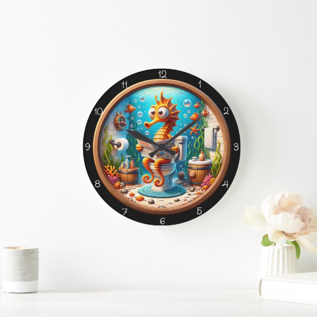 Seahorse Bathroom Reader Clock Stor Klocka (Hem)