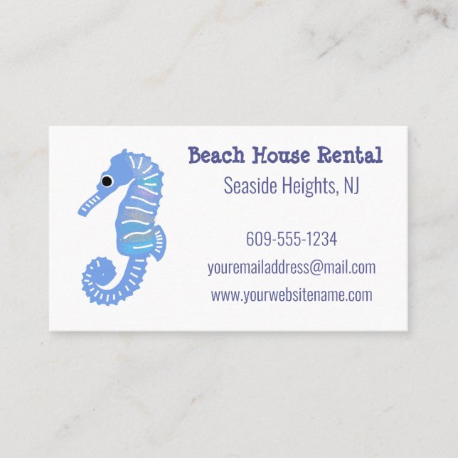 Seahorse Beach House Vacation Rental Visitkort (Framsida)