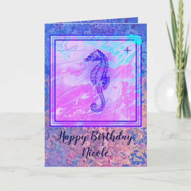 Seahorse Birthday Card Kort (Framsida)