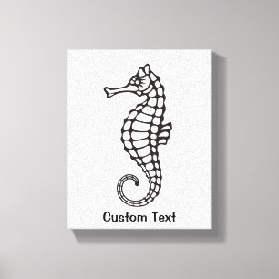 Seahorse Black Canvastryck