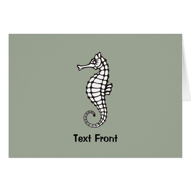 Seahorse Black Hälsningskort (Framsidan Horizontal)