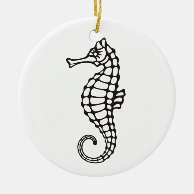 Seahorse Black Julgransprydnad Keramik (Framsidan)