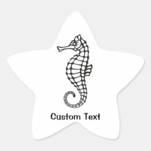 Seahorse Black Stjärnformat Klistermärke