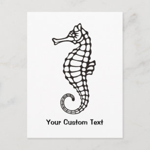 Seahorse Black Vykort