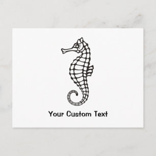 Seahorse Black Vykort