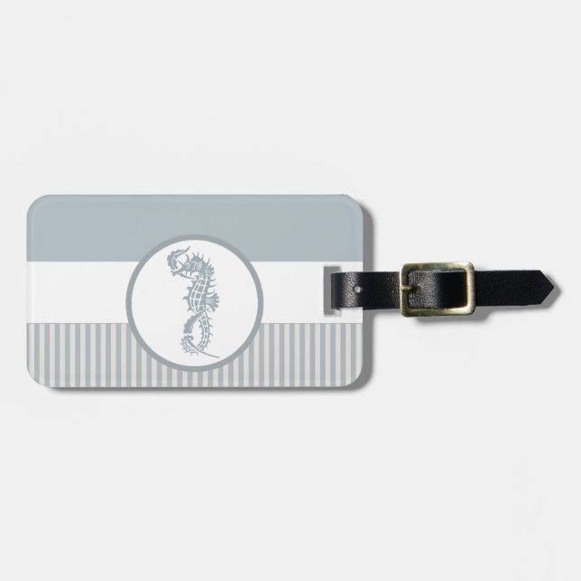 Seahorse Blue Classic Nautical Elegant Bagagebricka (Horisontell Framsida)