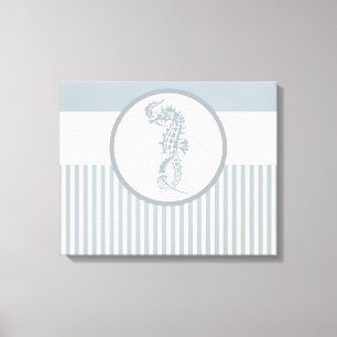 Seahorse Blue Classic Nautical Elegant Canvastryck
