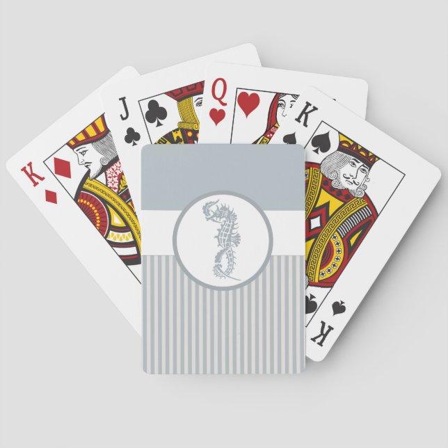 Seahorse Blue Classic Nautical Elegant Casinokort (Baksidan)