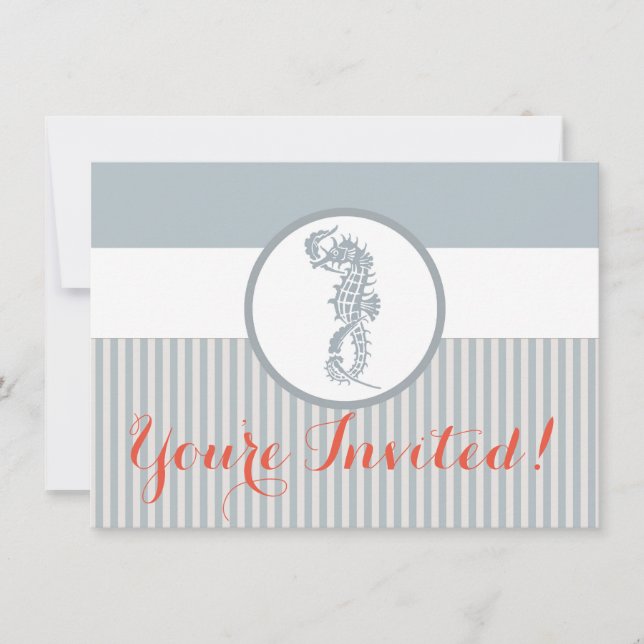 Seahorse Blue Classic Nautical Elegant Inbjudningar (Framsida)