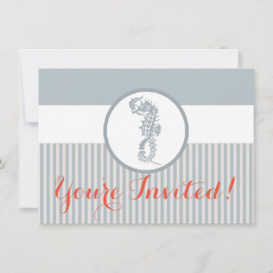 Seahorse Blue Classic Nautical Elegant Inbjudningar
