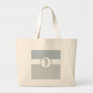 Seahorse Blue Classic Nautical Elegant Jumbo Tygkasse