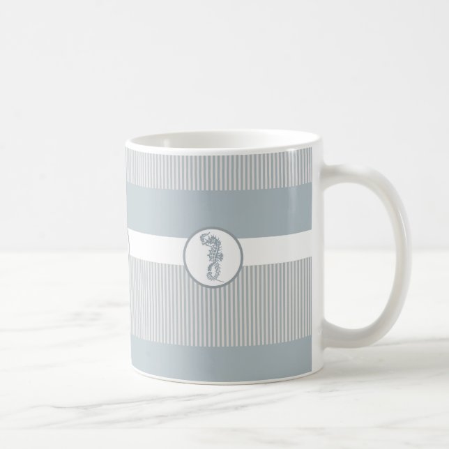 Seahorse Blue Classic Nautical Elegant Kaffemugg (Höger)
