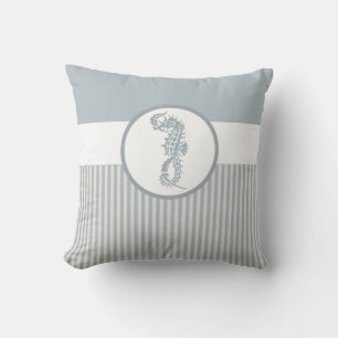 Seahorse Blue Classic Nautical Elegant Kudde