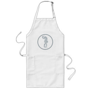 Seahorse Blue Classic Nautical Elegant Långt Förkläde