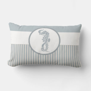 Seahorse Blue Classic Nautical Elegant Lumbarkudde