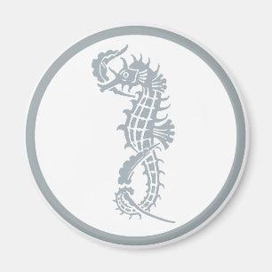 Seahorse Blue Classic Nautical Elegant Magnet