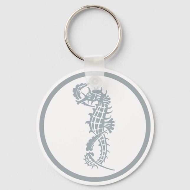Seahorse Blue Classic Nautical Elegant Nyckelring (Framsida)