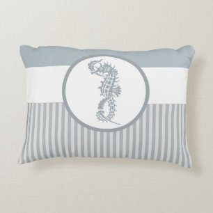Seahorse Blue Classic Nautical Elegant Prydnadskudde