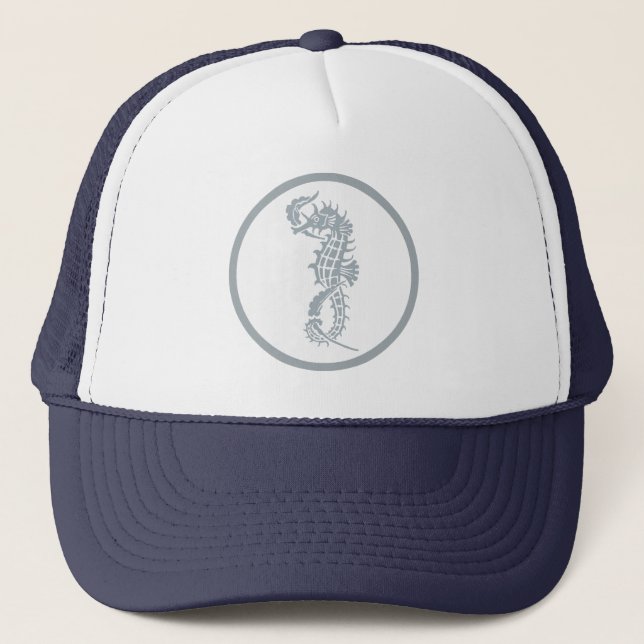 Seahorse Blue Classic Nautical Elegant Truckerkeps (Framsida)
