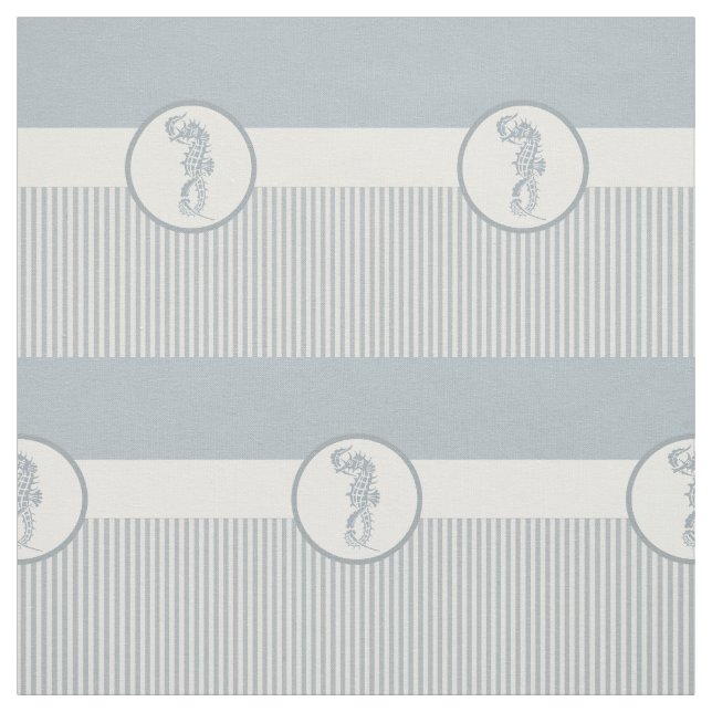 Seahorse Blue Classic Nautical Elegant Tyg (Provkarta)