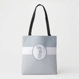Seahorse Blue Classic Nautical Elegant Tygkasse