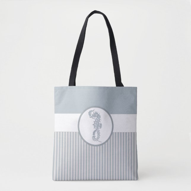 Seahorse Blue Classic Nautical Elegant Tygkasse (Framsida)