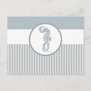 Seahorse Blue Classic Nautical Elegant Vykort