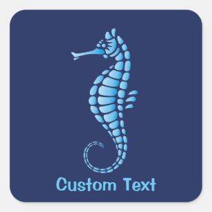 Seahorse Blue Fyrkantigt Klistermärke