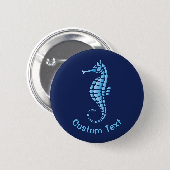 Seahorse Blue Knapp (Framsida & baksida)