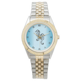 Seahorse Blue Roman Numerals Armbandsur