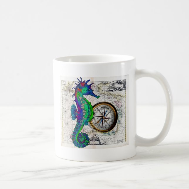 Seahorse Compass Collage Kaffemugg (Höger)