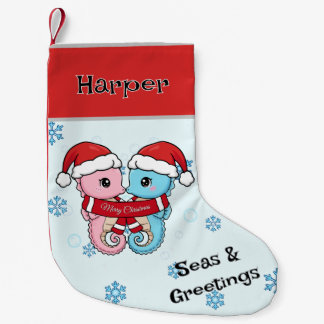 Seahorse Couple Personalized Christmas Stocking Liten Julstrumpa