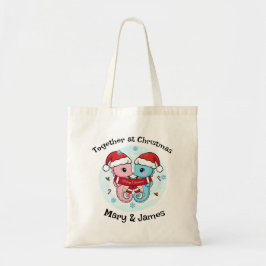 Seahorse Couple Personalized Christmas Tote Bag Tygkasse
