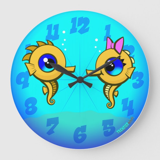 Seahorse Couple Stor Klocka (Framsida)