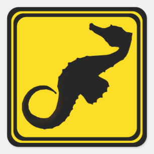 Seahorse Crossing! Fyrkantigt Klistermärke