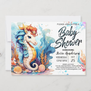 Seahorse Dreamscape Baby Shower Inbjudningar