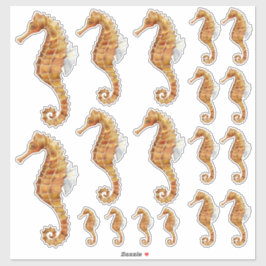 Seahorse Family 18 Genomskinlig målad vattenfärg Klistermärken