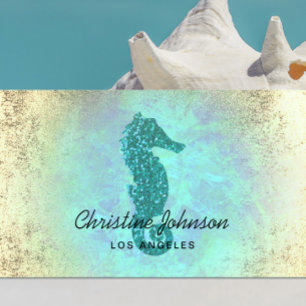 Seahorse faux glitter logotyp visitkort