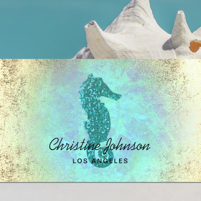 Seahorse faux glitter logotyp visitkort (Skapare uppladdad)