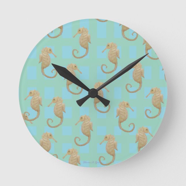 Seahorse Fish Maureen Girard Courage Ocean Healin Rund Klocka (Framsida)