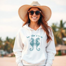 Seahorse-Fisherman Core-Hawaiian Tropical-Teal T Shirt