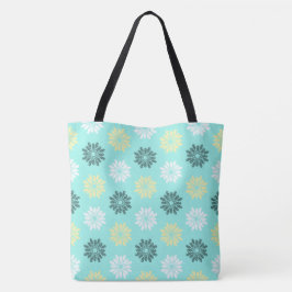 Seahorse Flowers Aqua Tote Bag Tygkasse