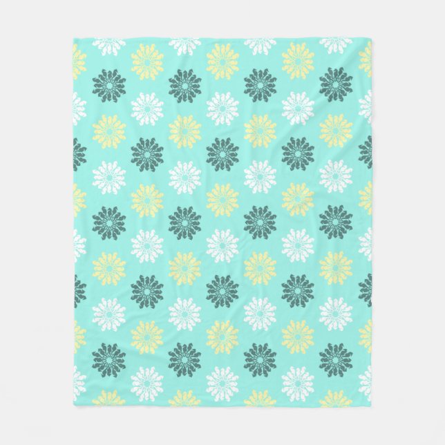 Seahorse Flowers Aquamarine Fleece Blanket (Framsidan)