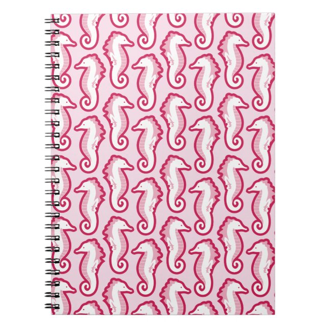 Seahorse Frolic anteckningsbok - rosa Med Spiral (Framsidan)