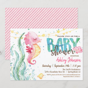 Seahorse, Girl Baby Shower-inbjudan Inbjudningar