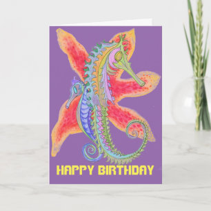 Seahorse grattis på födelsedagen kort