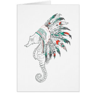 seahorse headdress hälsningskort