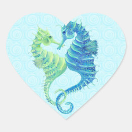 Seahorse Heart Sticker Hjärtformat Klistermärke