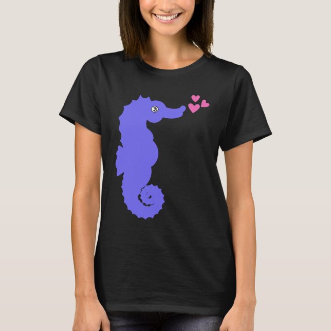 Seahorse Hearts Aquatic Sea Animal Fish Hippocampu T Shirt (Framsida)