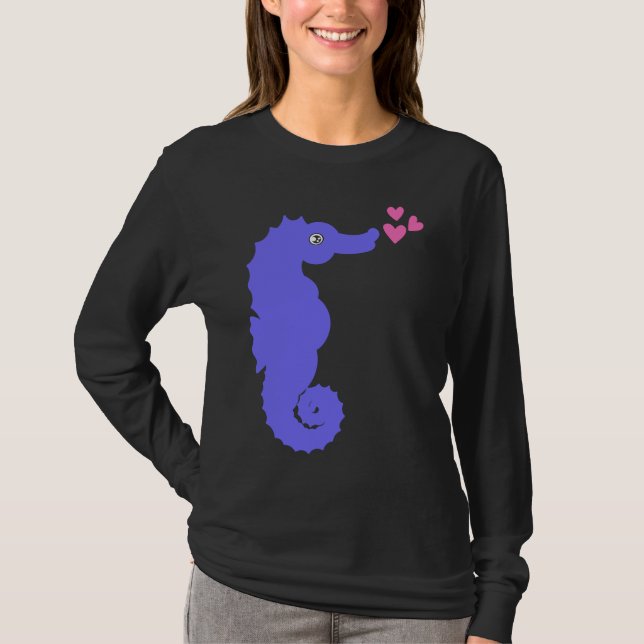 Seahorse Hearts Aquatic Sea Animal Fish Hippocampu T Shirt (Framsida)